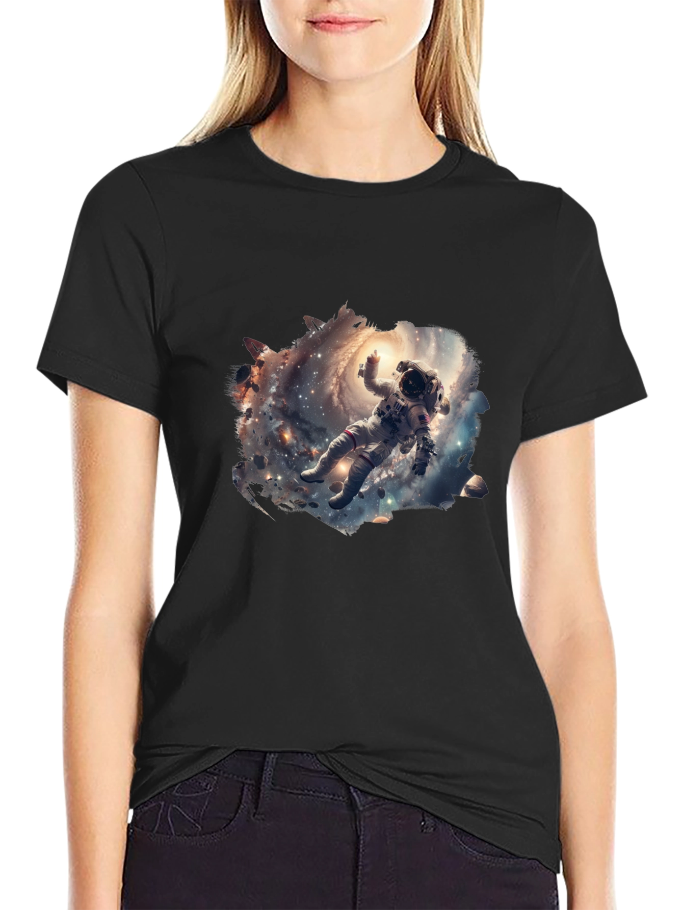 Astronaut Galaxy Graphic T-Shirt - Black