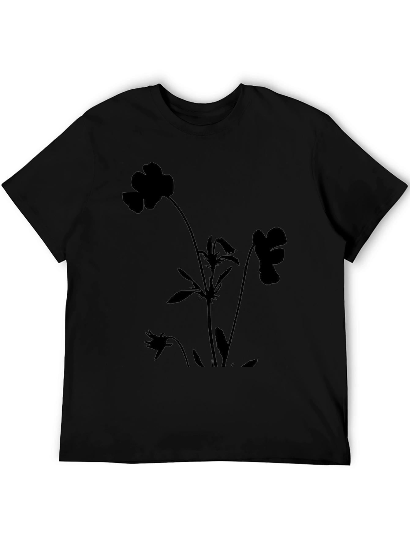 Floral Silhouette Black T-Shirt