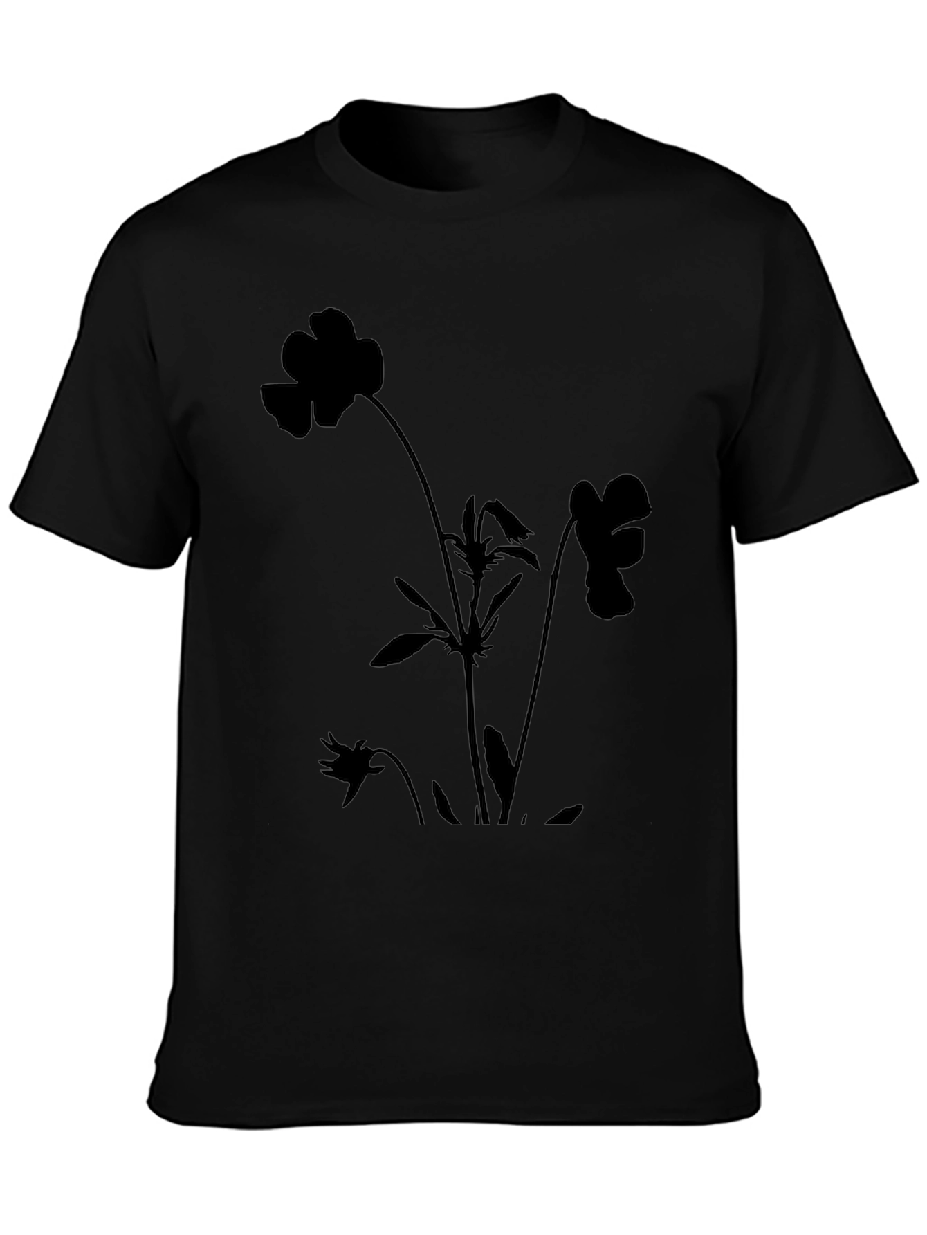 Floral Silhouette Black T-Shirt