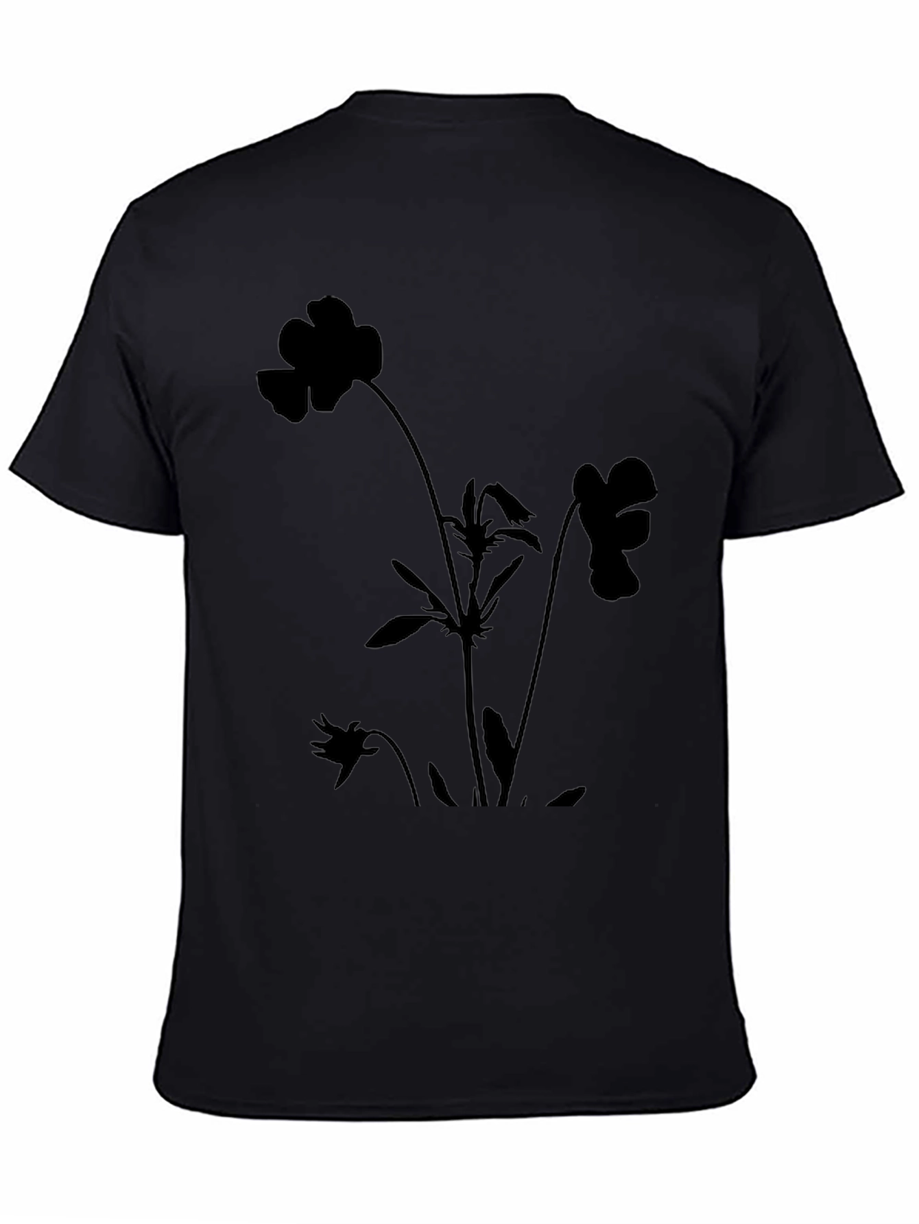 Floral Silhouette Black T-Shirt