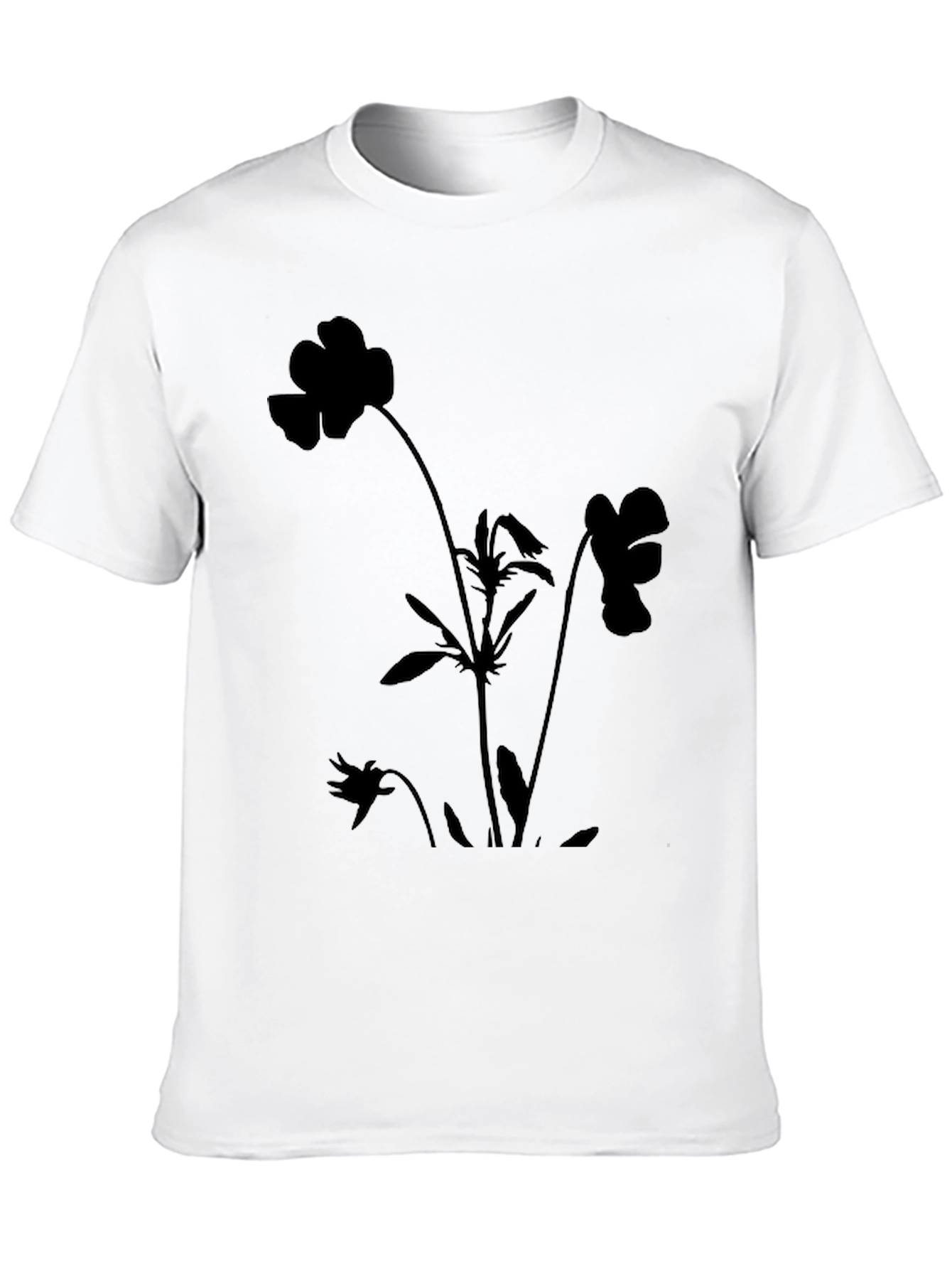 Floral Silhouette Black T-Shirt