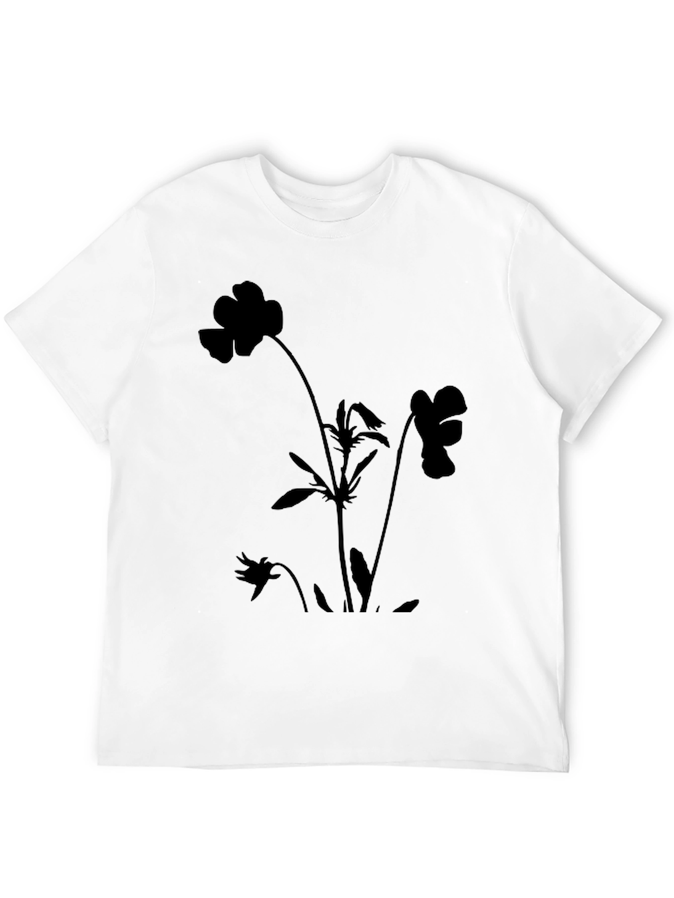 Floral Silhouette Black T-Shirt