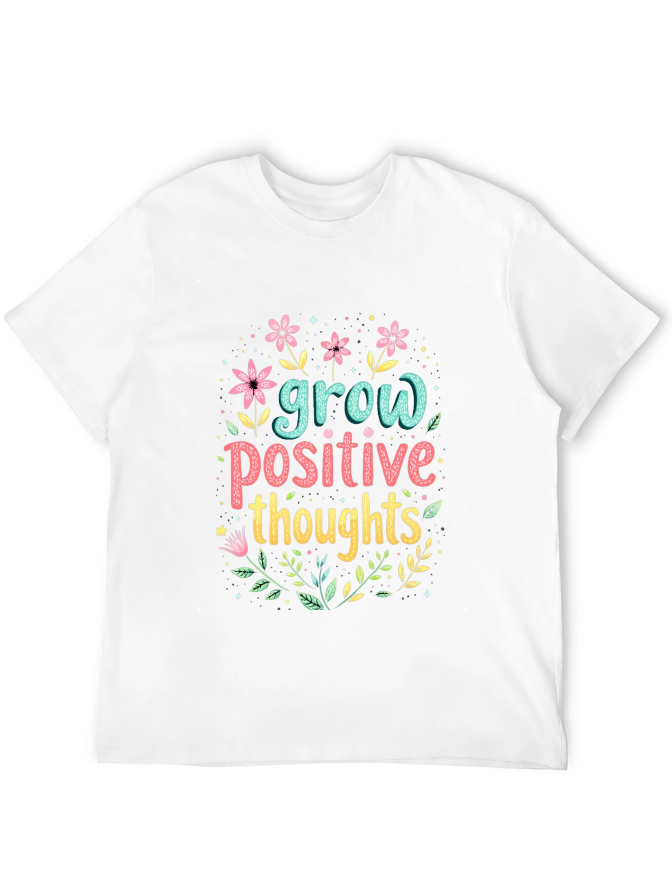 Grow Positive Thoughts Black Graphic Tee
