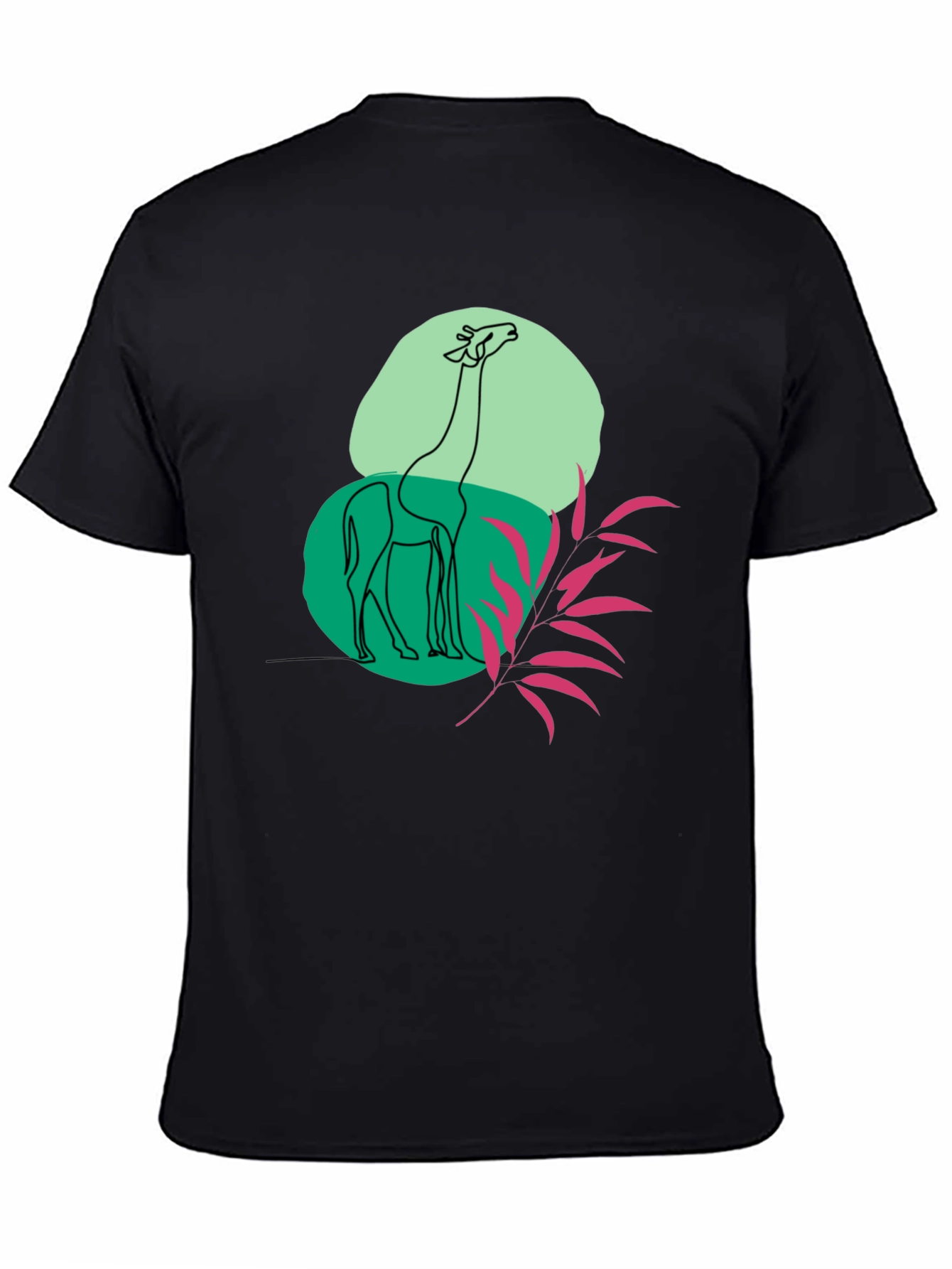 Giraffe Art Graphic Black T-Shirt