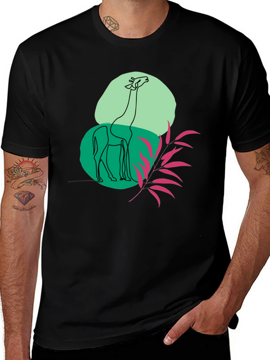 Giraffe Art Graphic Black T-Shirt