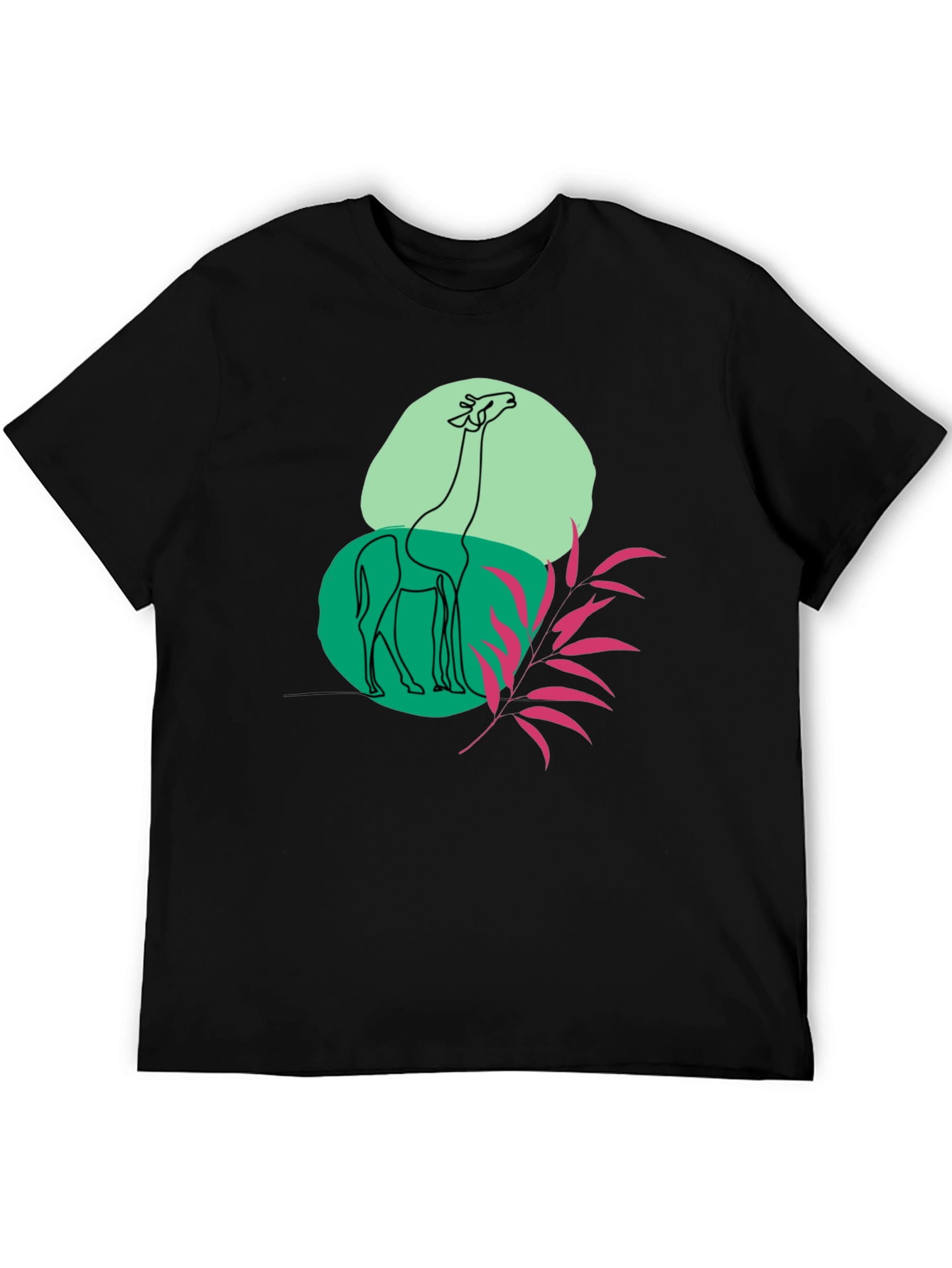 Giraffe Art Graphic Black T-Shirt