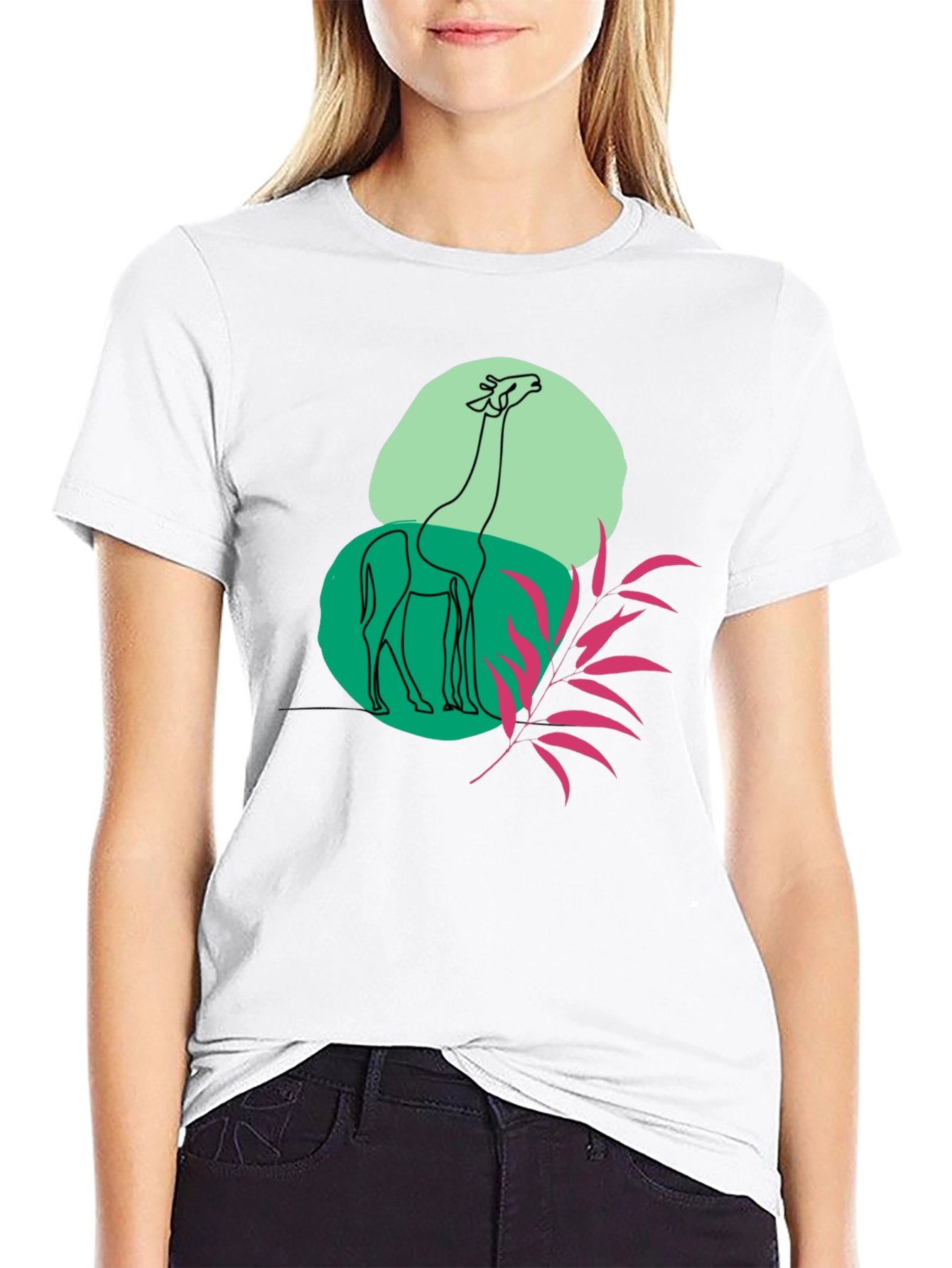 Giraffe Art Graphic Black T-Shirt