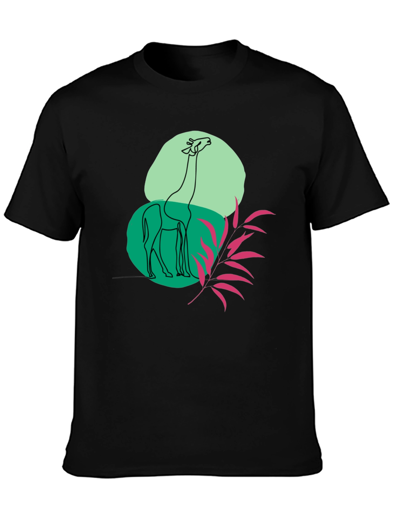Giraffe Art Graphic Black T-Shirt