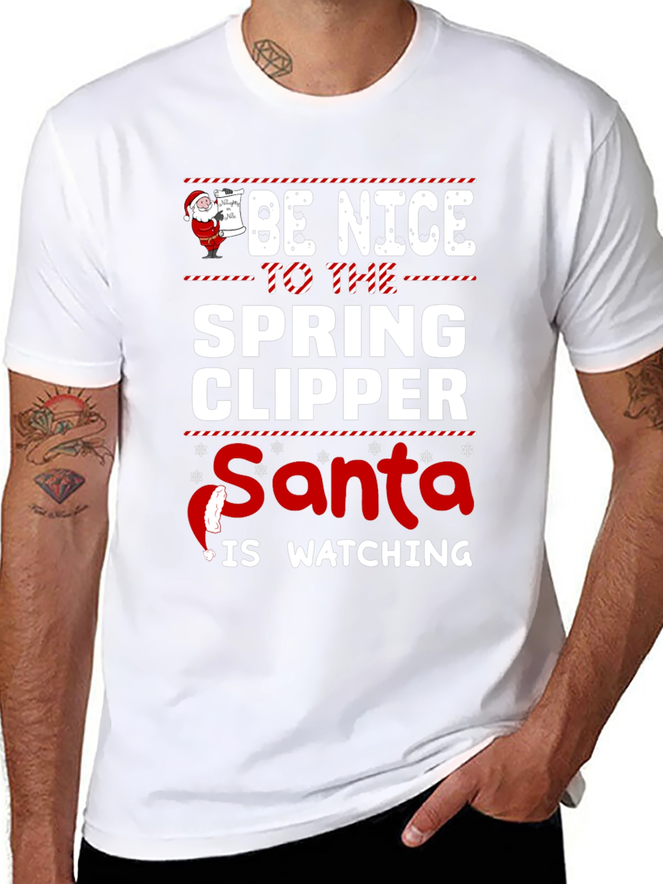 Be Nice to the Spring Clipper Santa T-Shirt