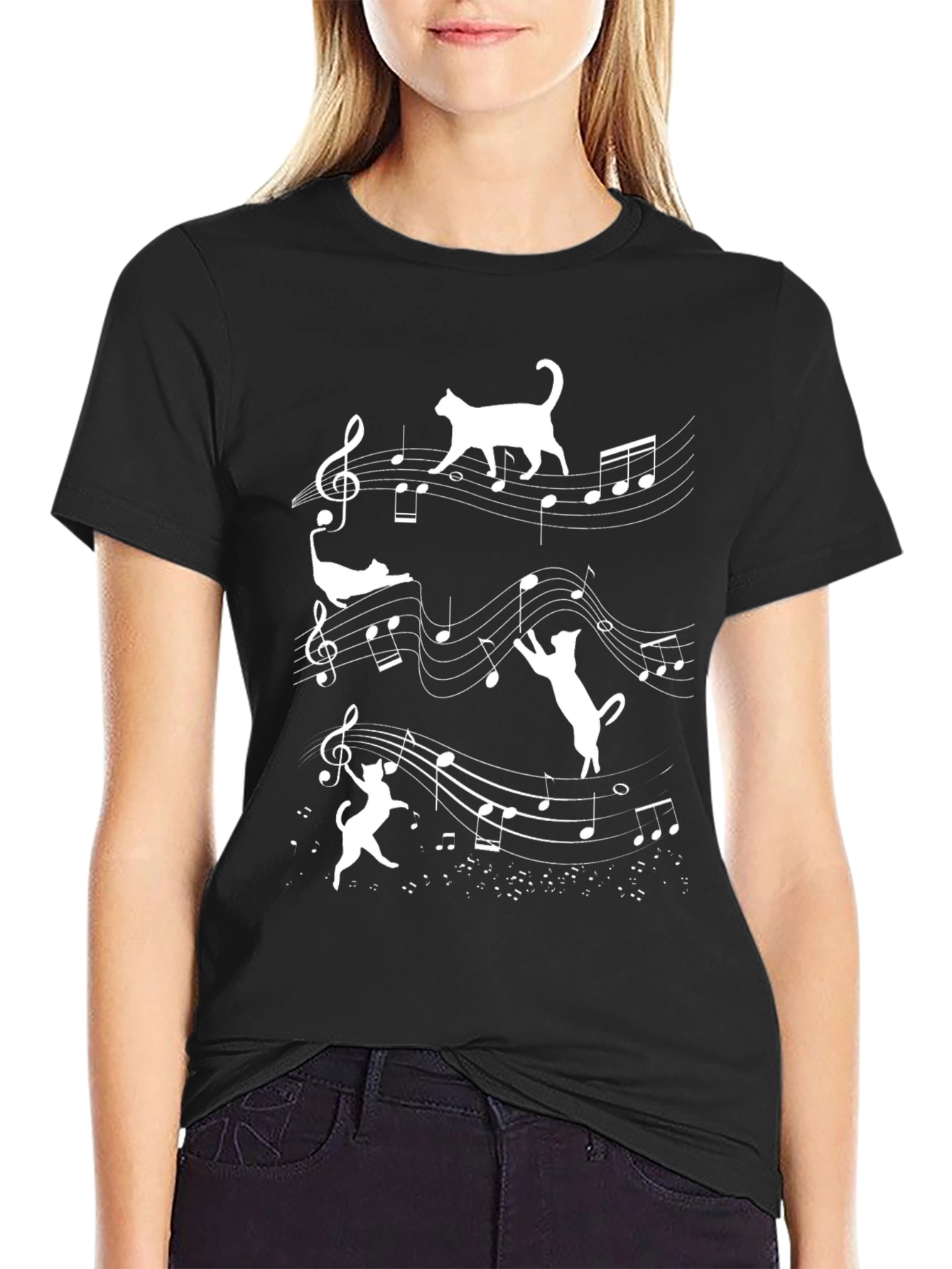 Musical Cats T-Shirt - Black Cotton Tee
