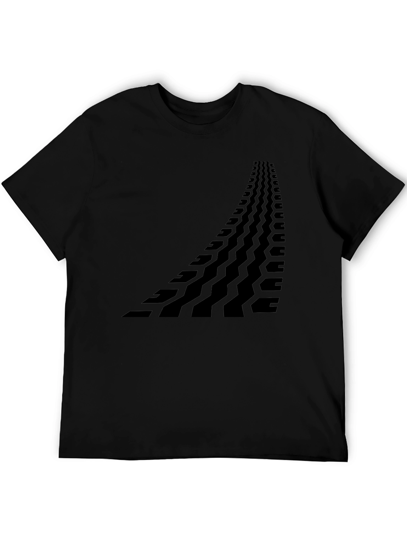 Black Tire Track Graphic Tee - Unique Design