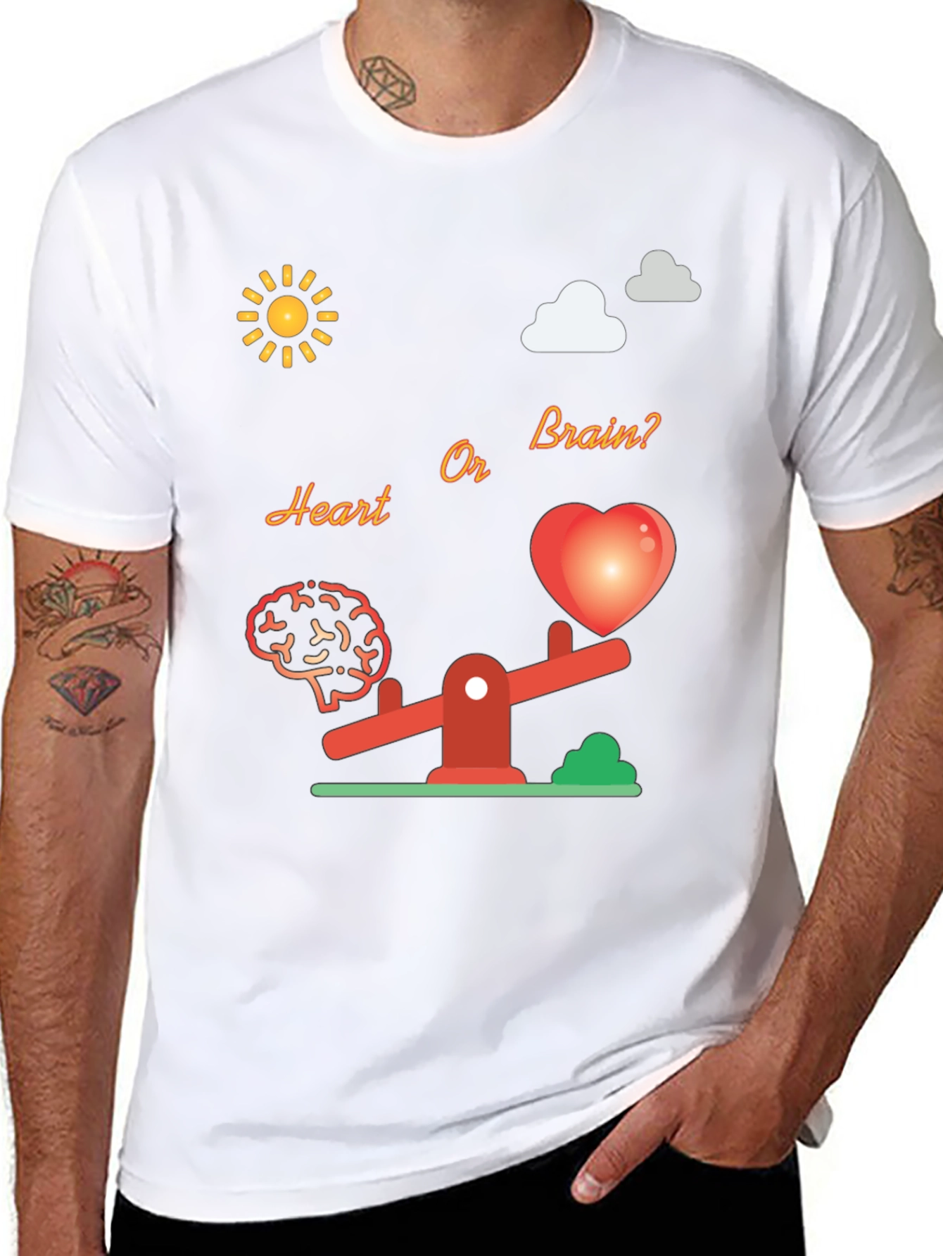 Heart or Brain T-Shirt - Stylish Graphic Tee