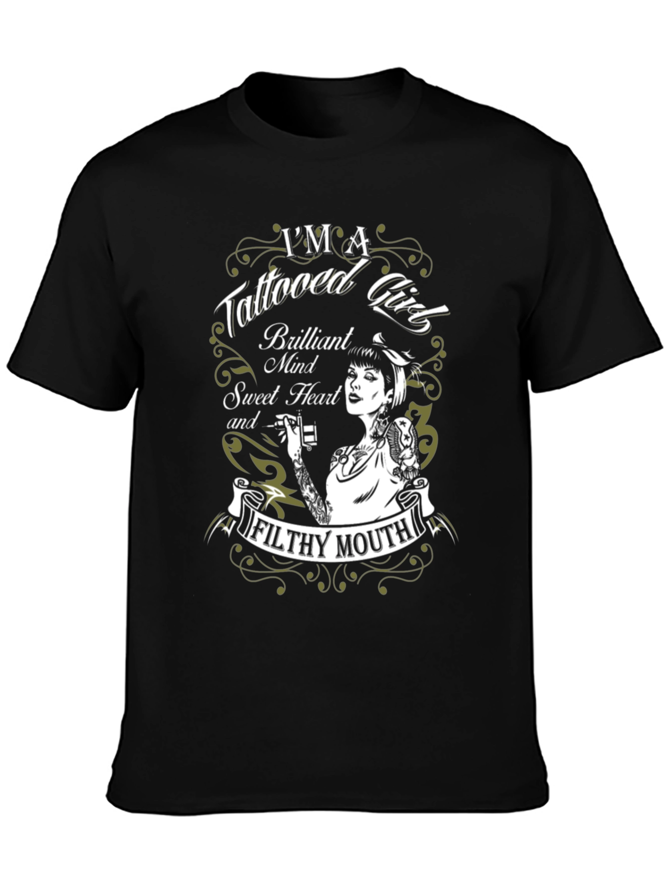 Tattooed Girl Graphic Tee - Edgy & Unique Design