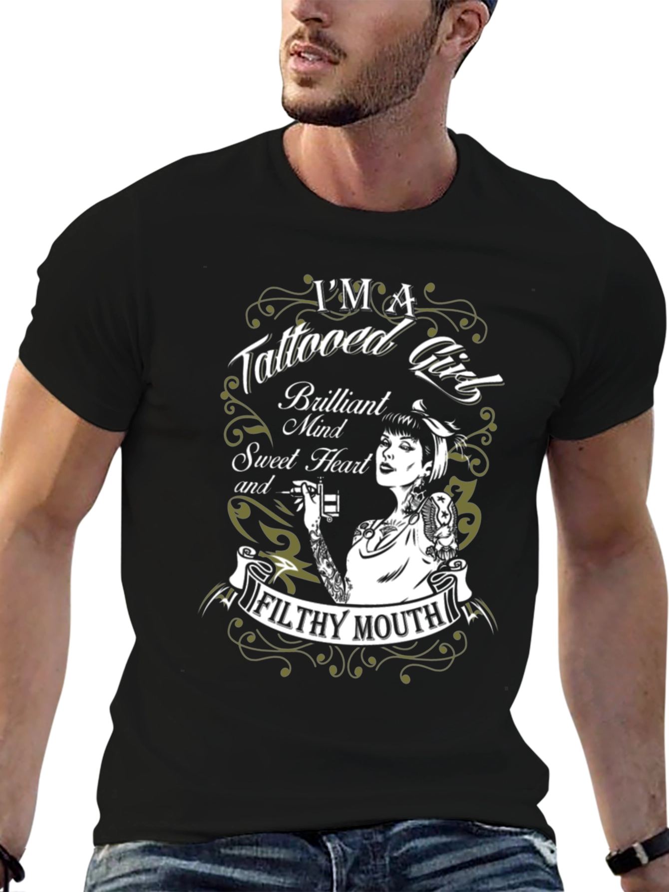 Tattooed Girl Graphic Tee - Edgy & Unique Design