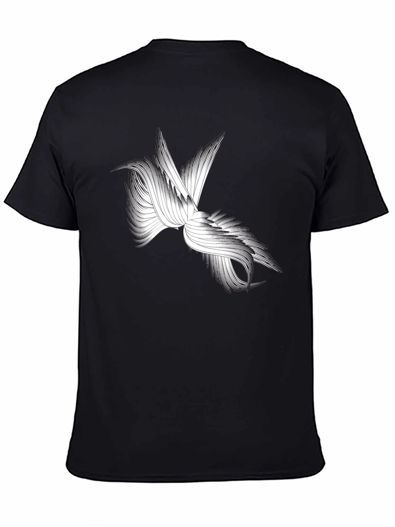 Abstract Bird Graphic Black T-Shirt
