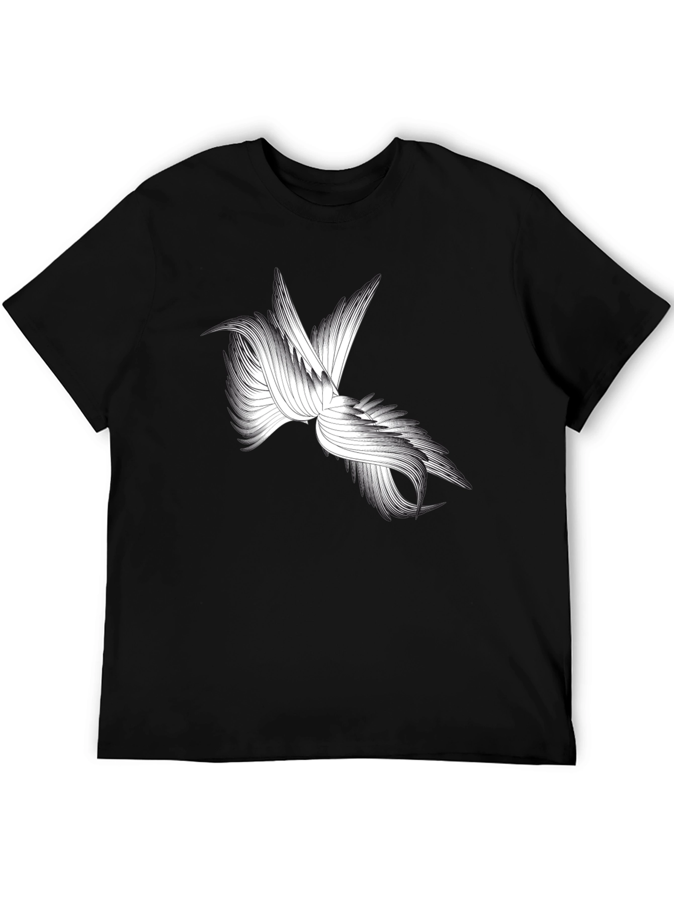 Abstract Bird Graphic Black T-Shirt