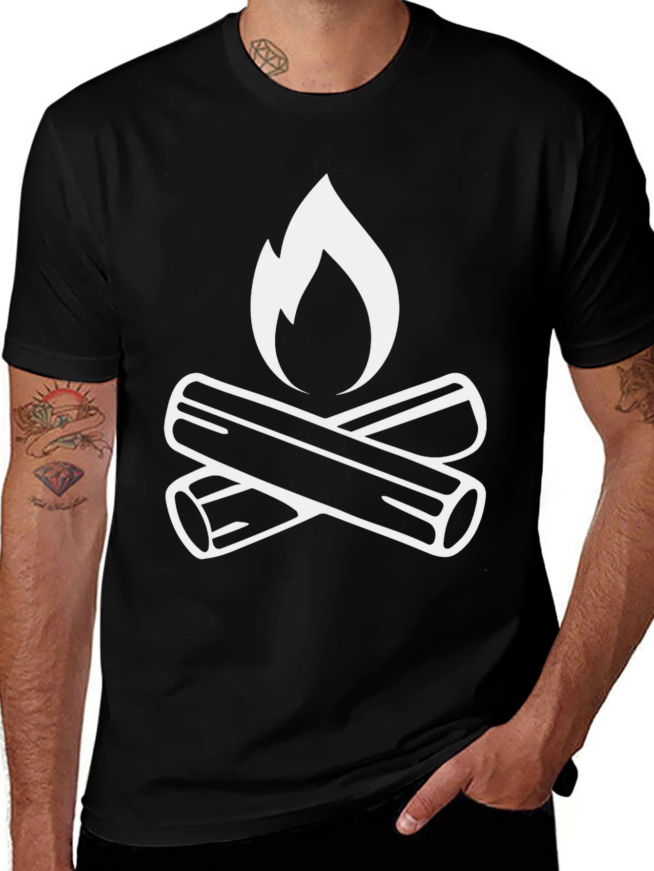 Campfire Graphic Tee - Black Cotton T-Shirt