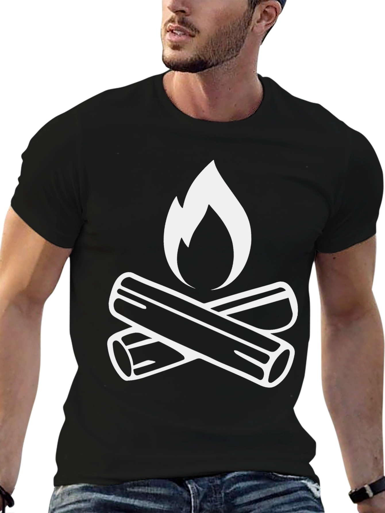 Campfire Graphic Tee - Black Cotton T-Shirt