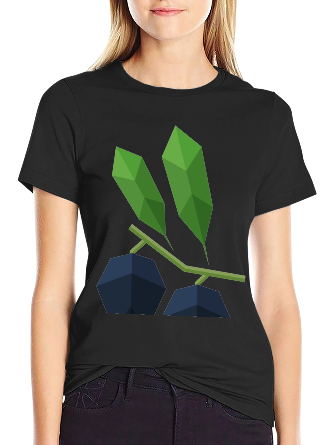 Geometric Blueberry Graphic Tee - Modern Casual Style