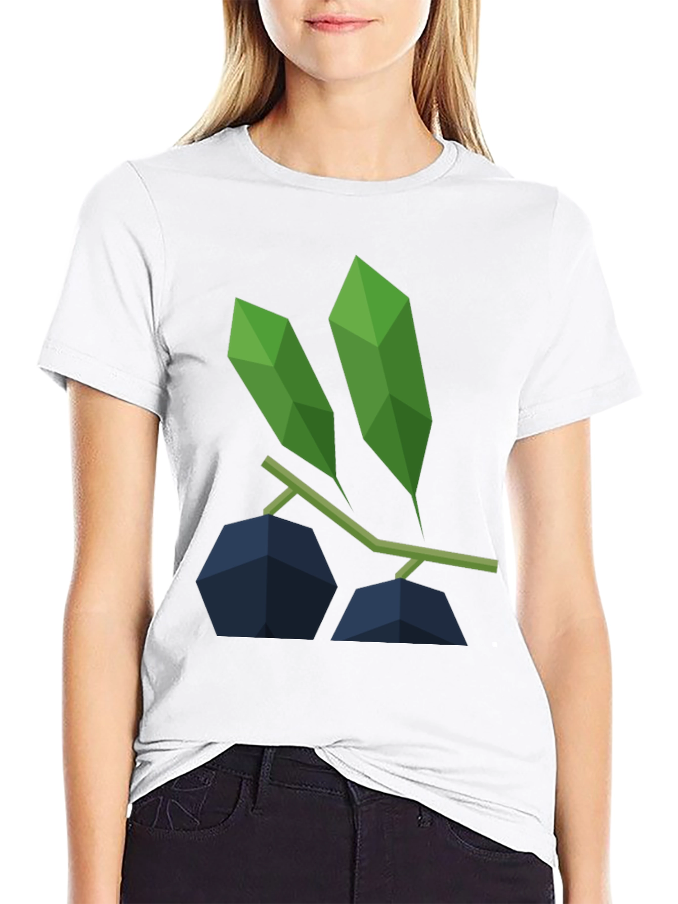 Geometric Blueberry Graphic Tee - Modern Casual Style