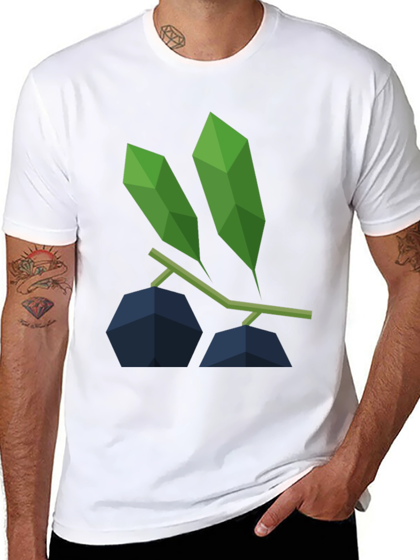 Geometric Blueberry Graphic Tee - Modern Casual Style