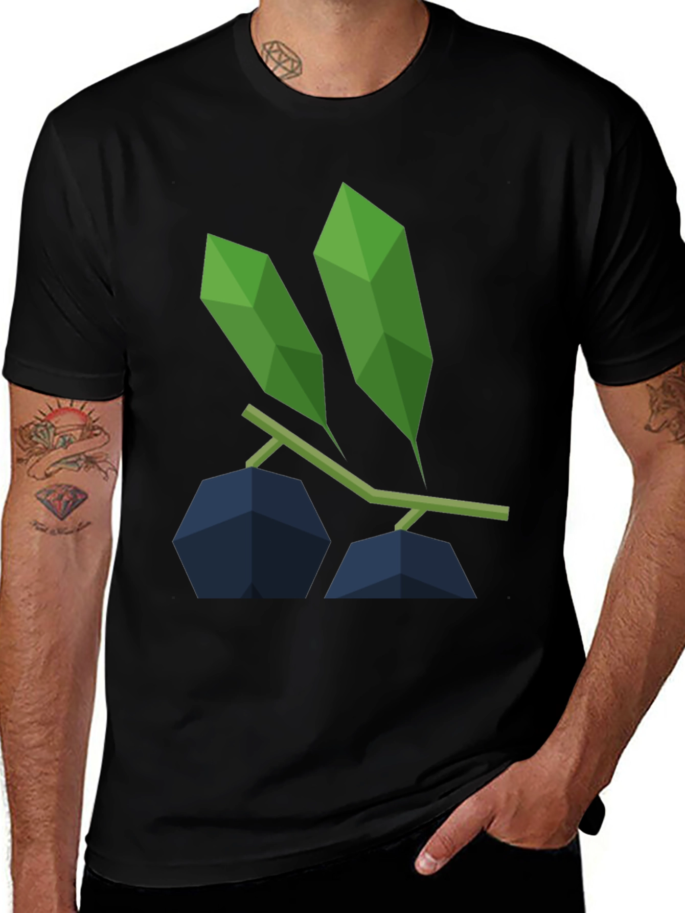 Geometric Blueberry Graphic Tee - Modern Casual Style