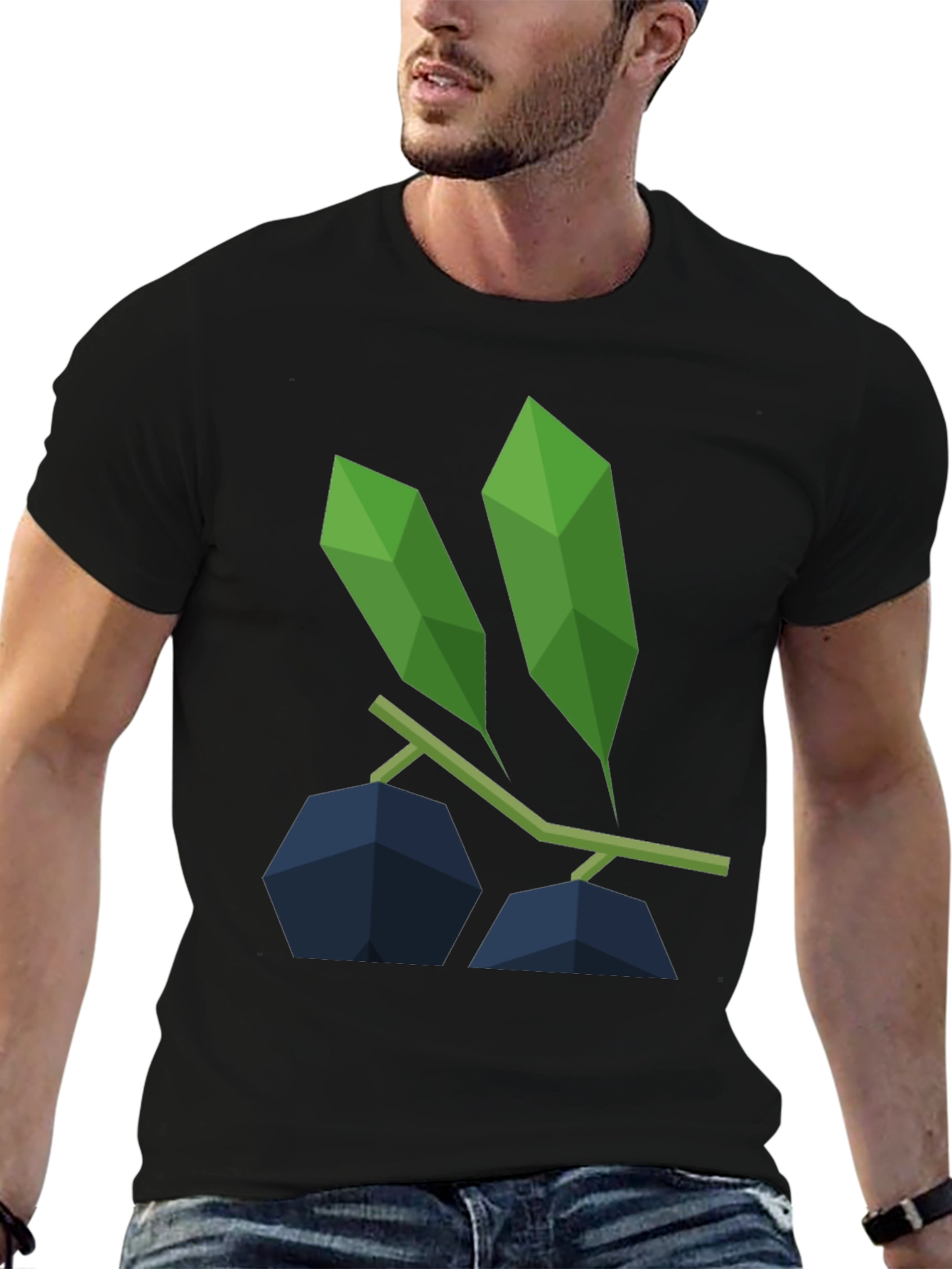 Geometric Blueberry Graphic Tee - Modern Casual Style
