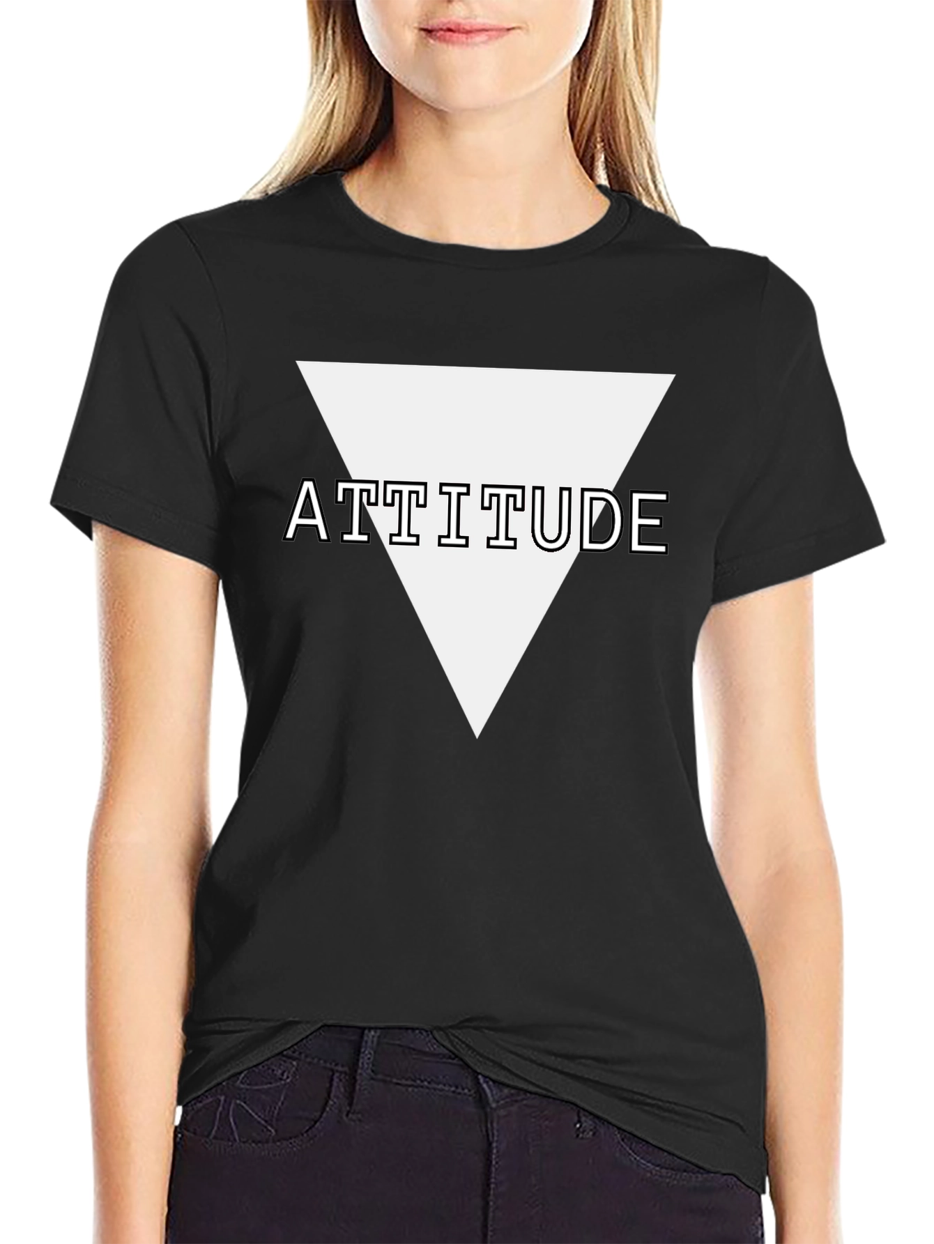 Attitude Triangle Graphic Black T-Shirt