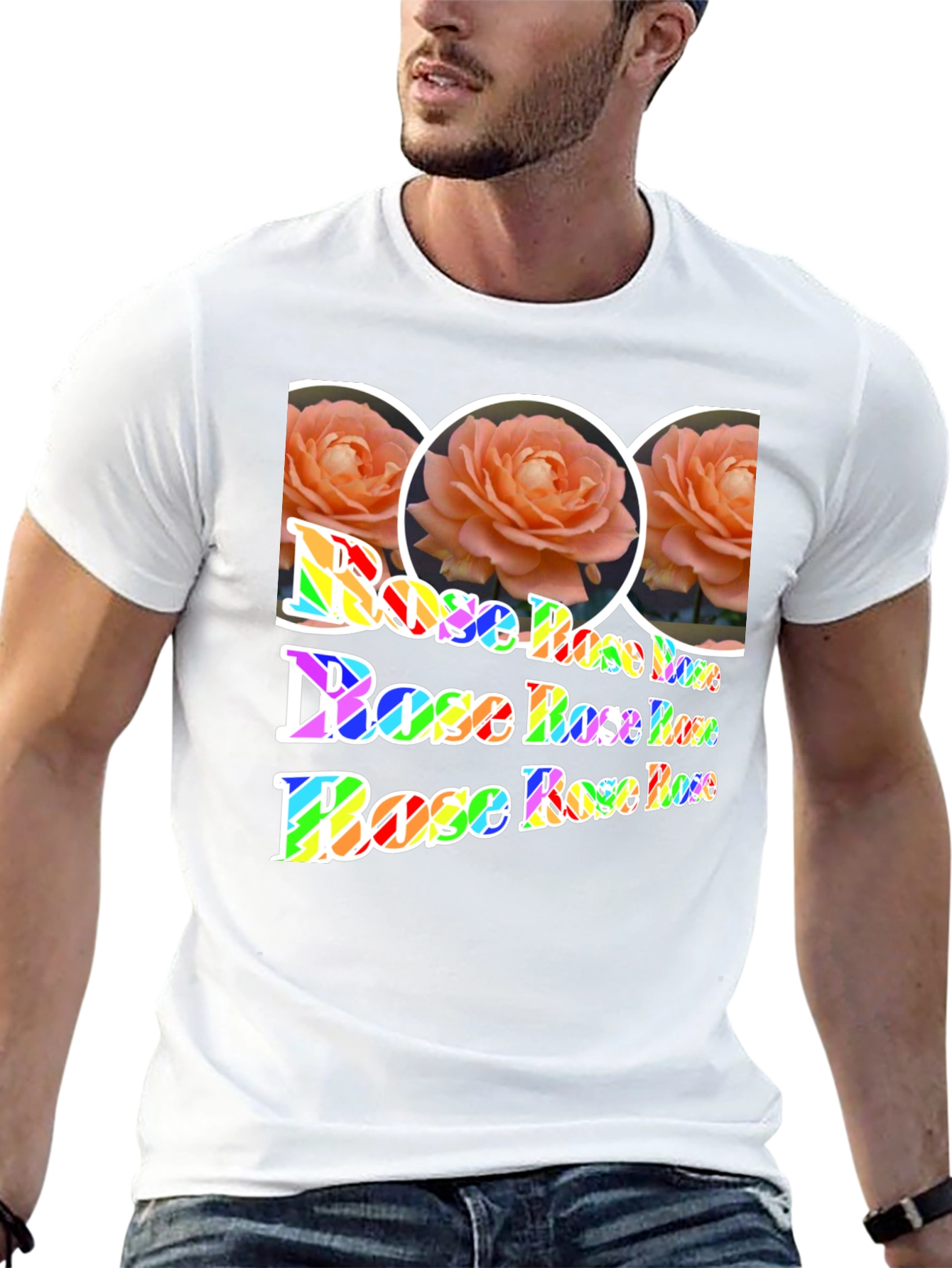Floral Rose Rainbow Print T-Shirt