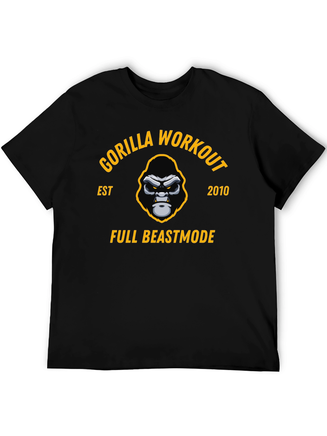 Gorilla Workout Black T-Shirt - Full Beastmode