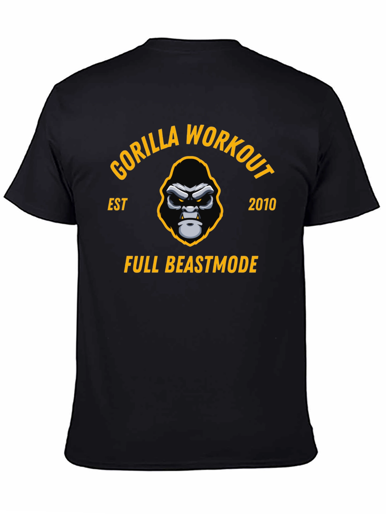 Gorilla Workout Black T-Shirt - Full Beastmode