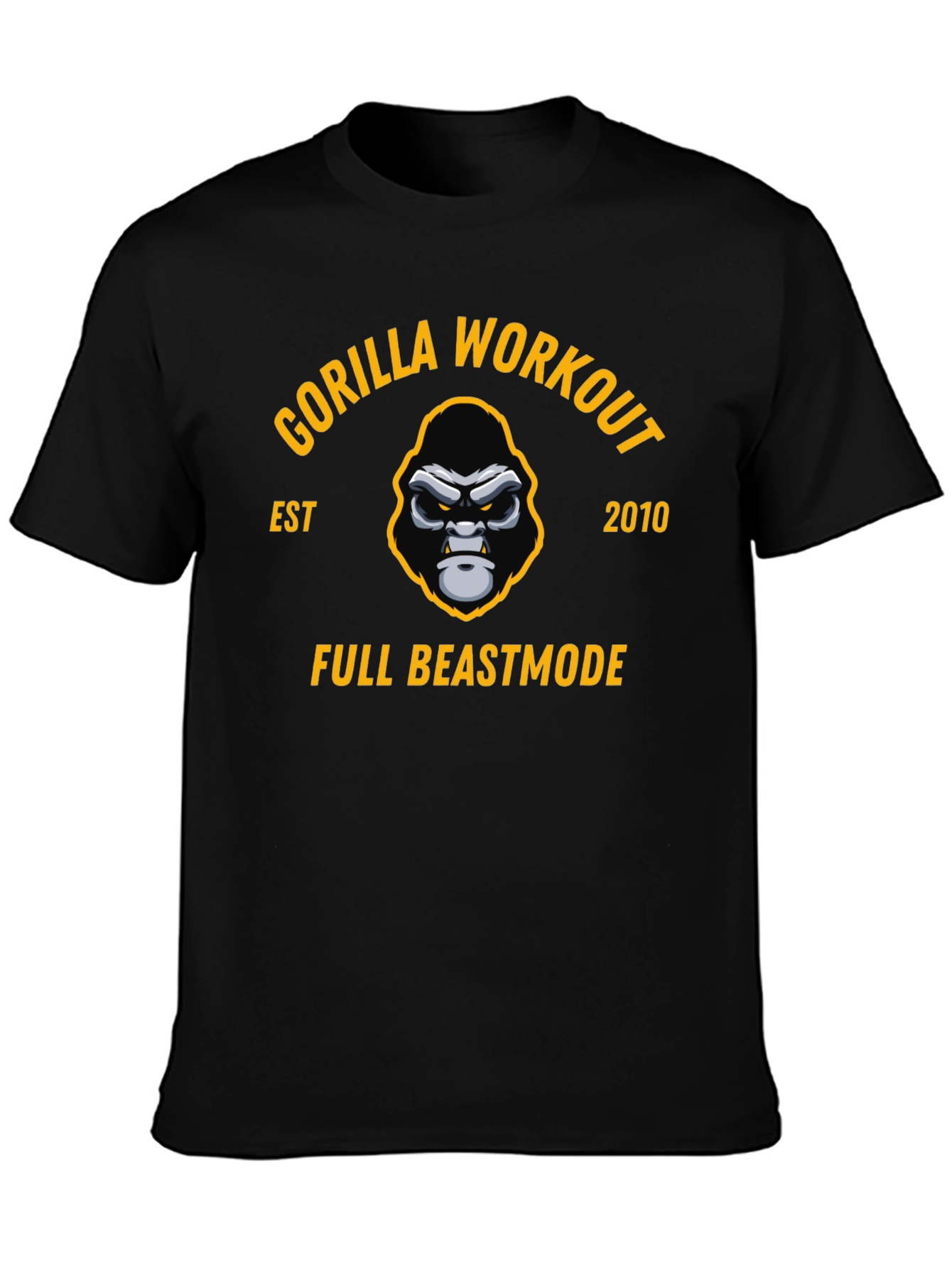 Gorilla Workout Black T-Shirt - Full Beastmode