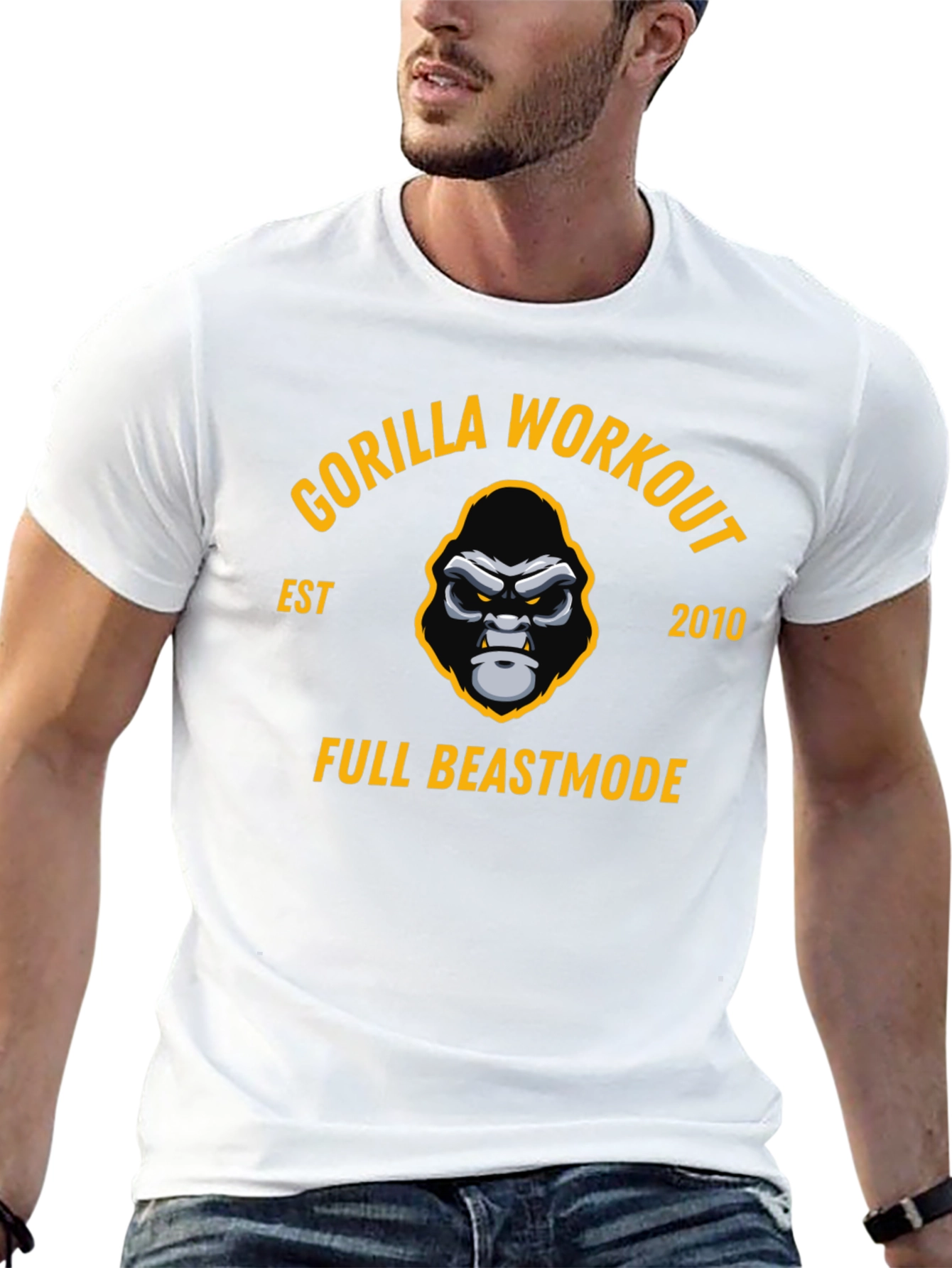 Gorilla Workout Black T-Shirt - Full Beastmode