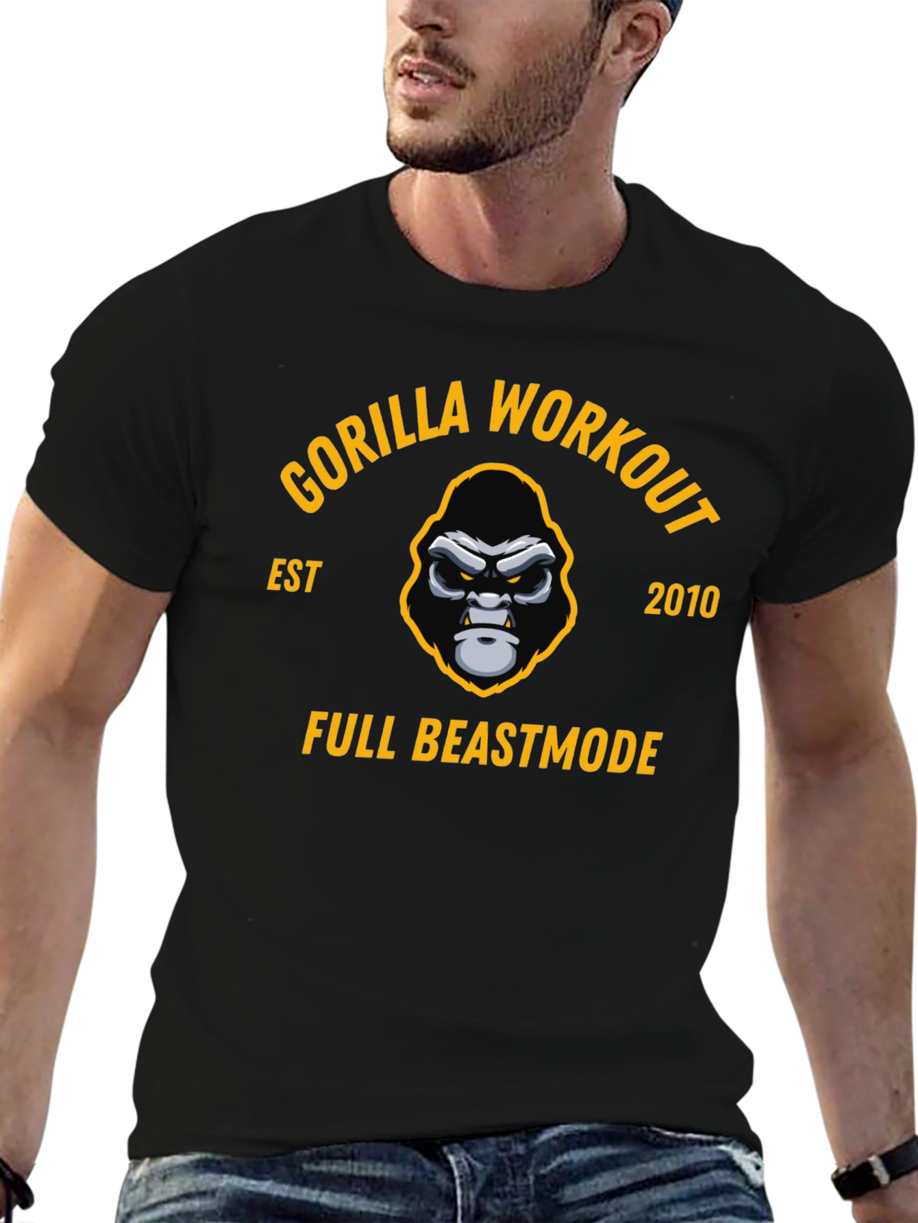 Gorilla Workout Black T-Shirt - Full Beastmode
