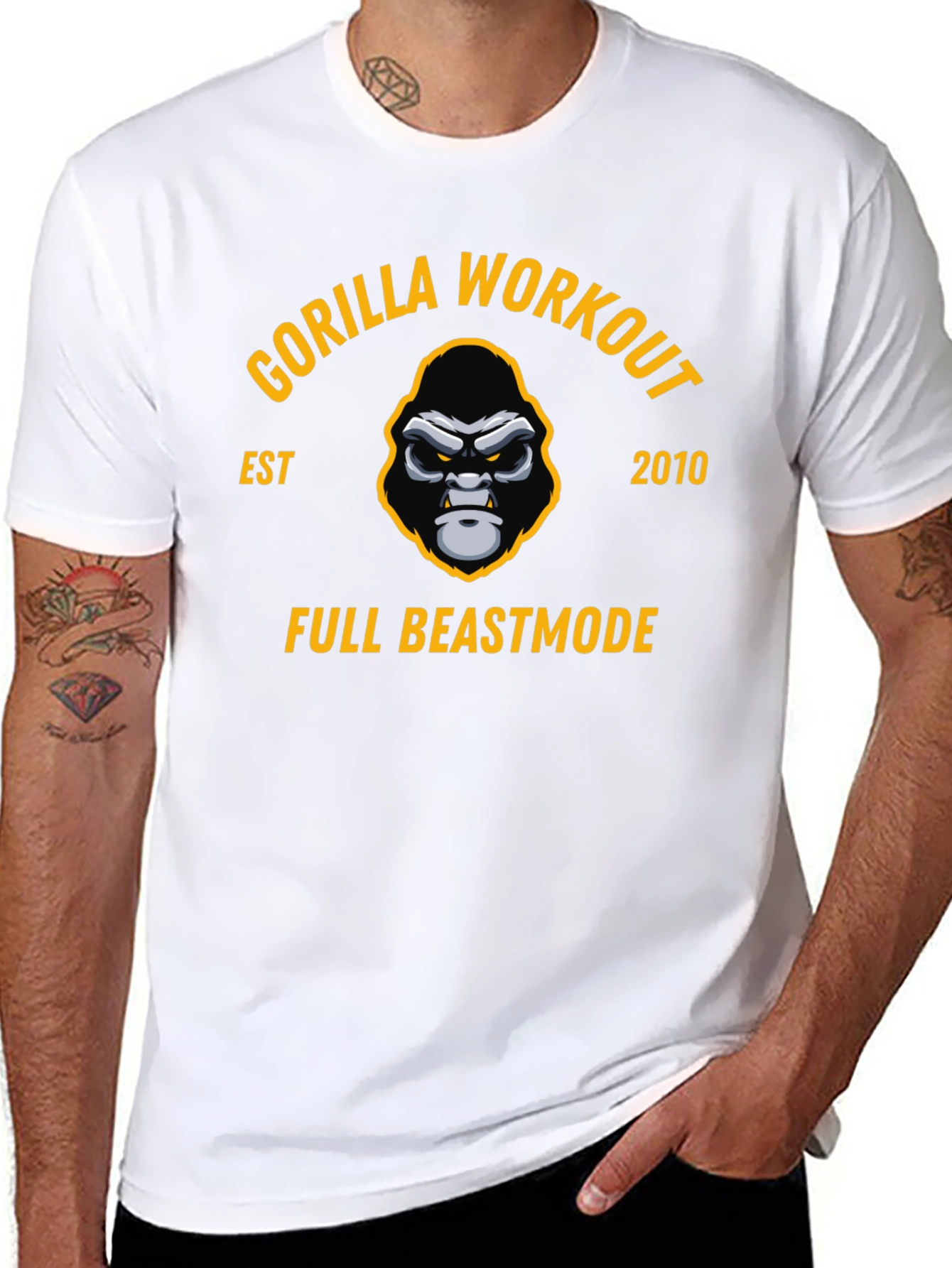 Gorilla Workout Black T-Shirt - Full Beastmode