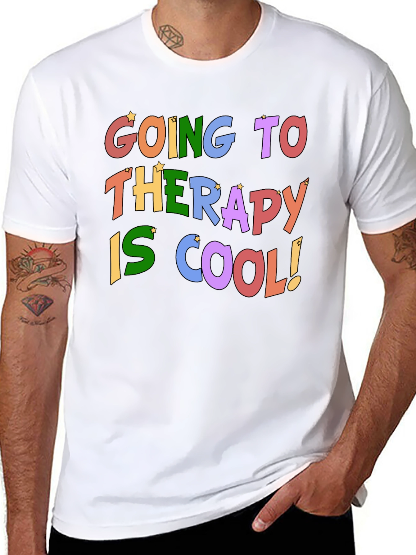 Therapy is Cool T-Shirt - Black Crew Neck