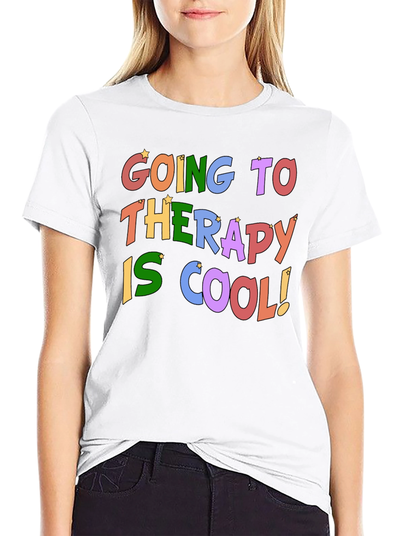 Therapy is Cool T-Shirt - Black Crew Neck