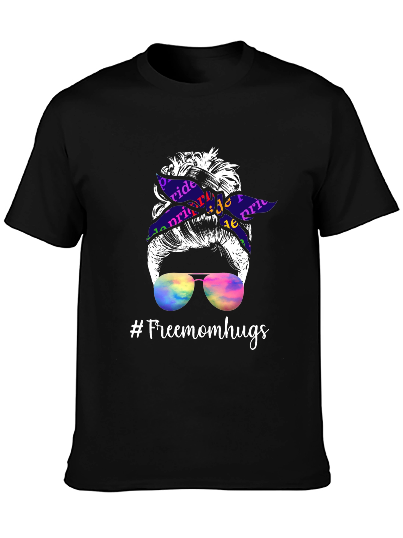 Pride Messy Bun T-Shirt - #Freemomhugs