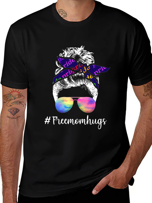 Pride Messy Bun T-Shirt - #Freemomhugs