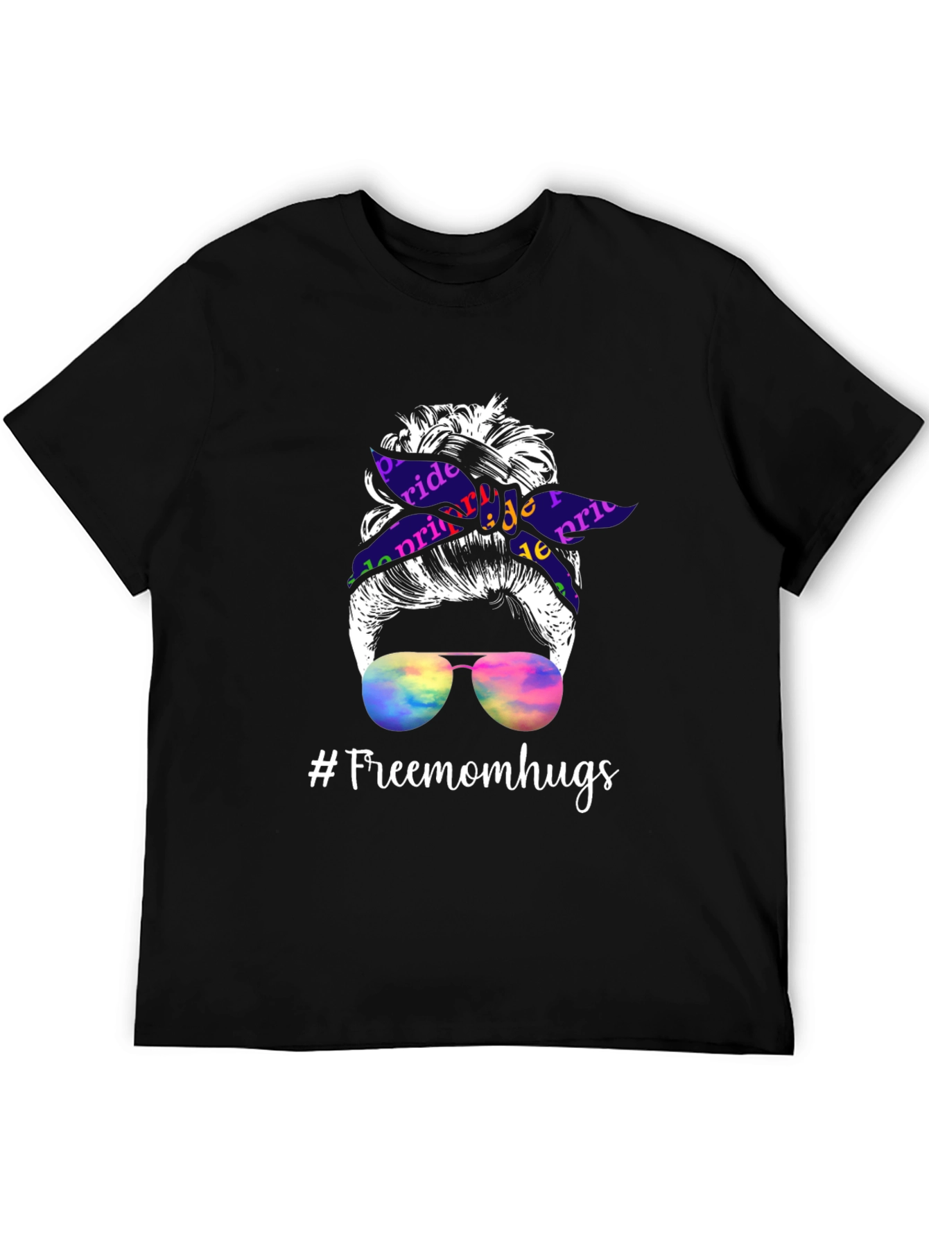 Pride Messy Bun T-Shirt - #Freemomhugs