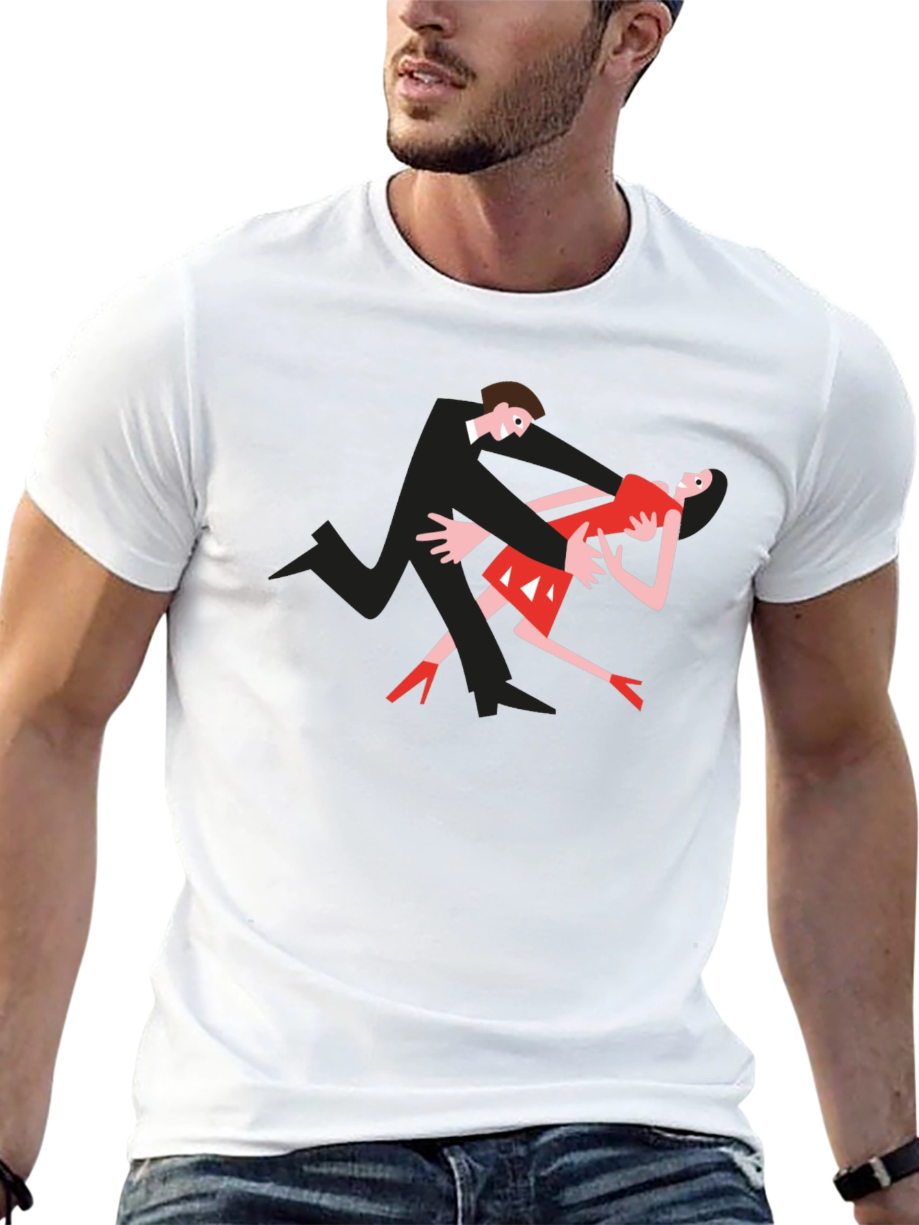 Dancing Couple Graphic Tee - Black Cotton T-Shirt
