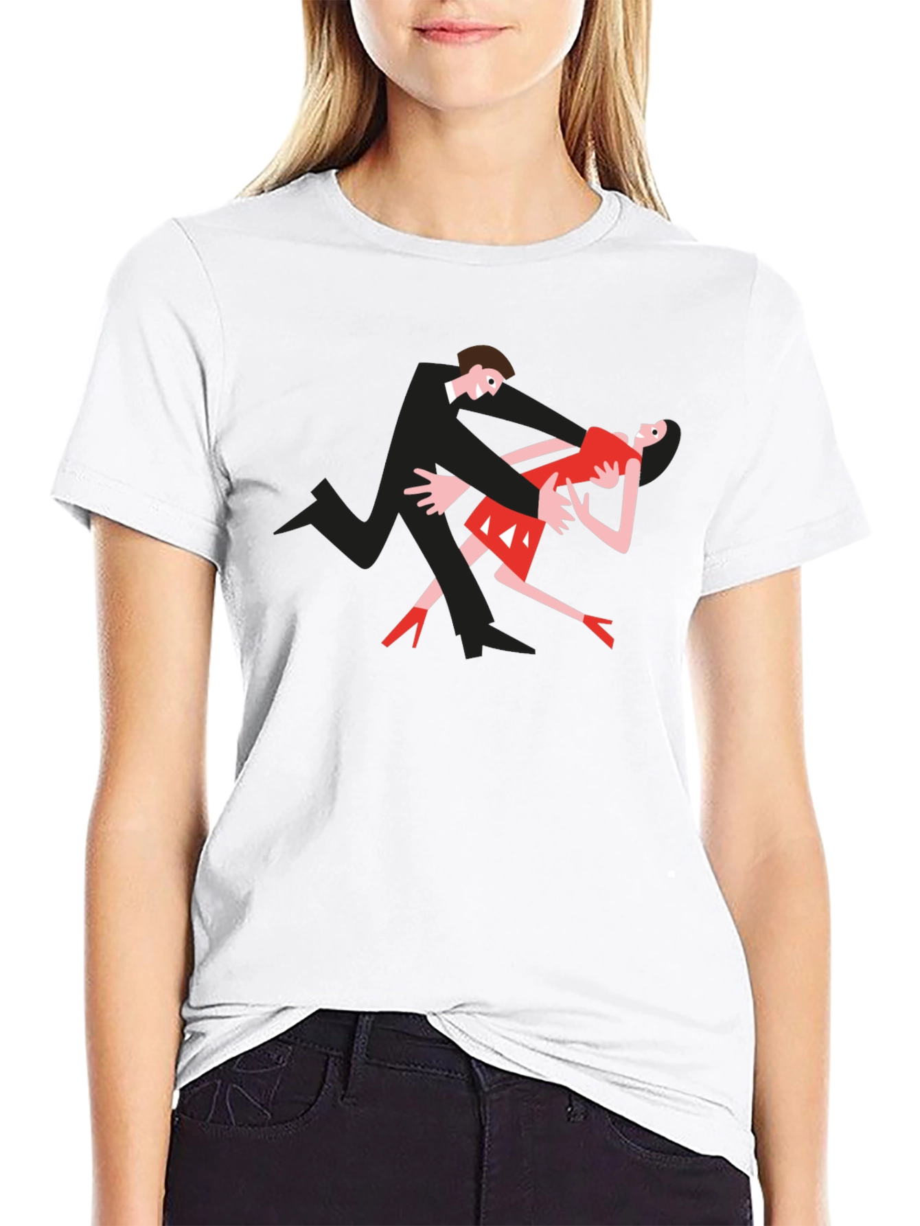 Dancing Couple Graphic Tee - Black Cotton T-Shirt
