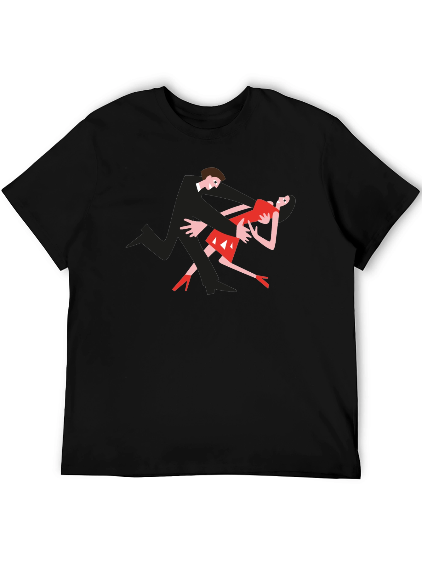 Dancing Couple Graphic Tee - Black Cotton T-Shirt