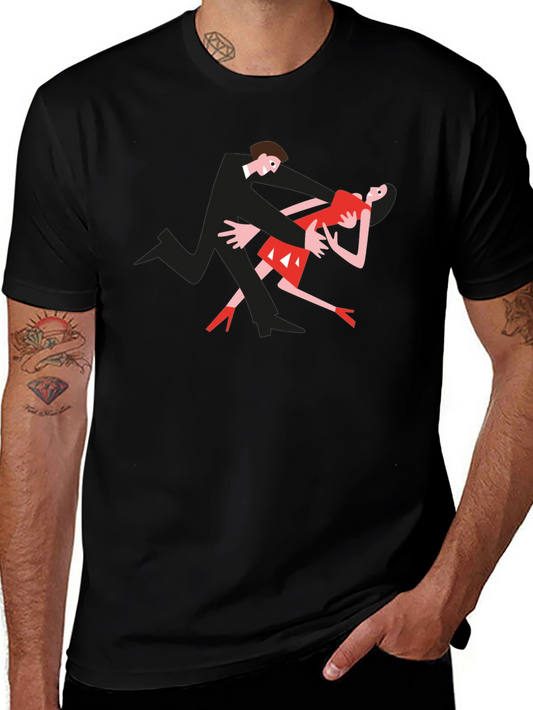 Dancing Couple Graphic Tee - Black Cotton T-Shirt