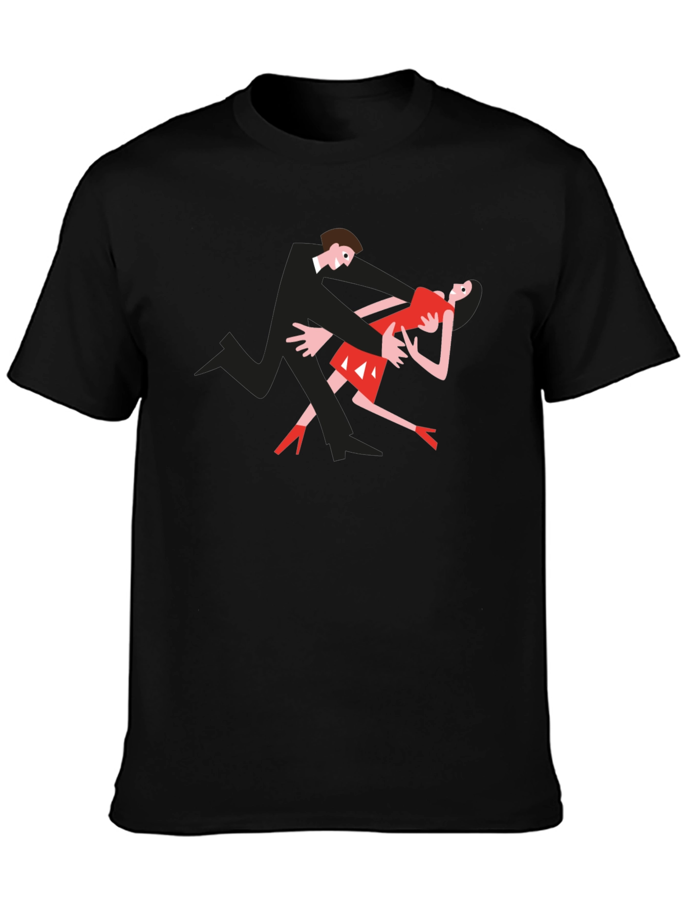 Dancing Couple Graphic Tee - Black Cotton T-Shirt