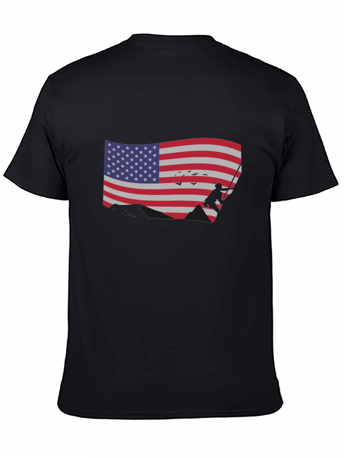 American Flag Climber Black T-Shirt