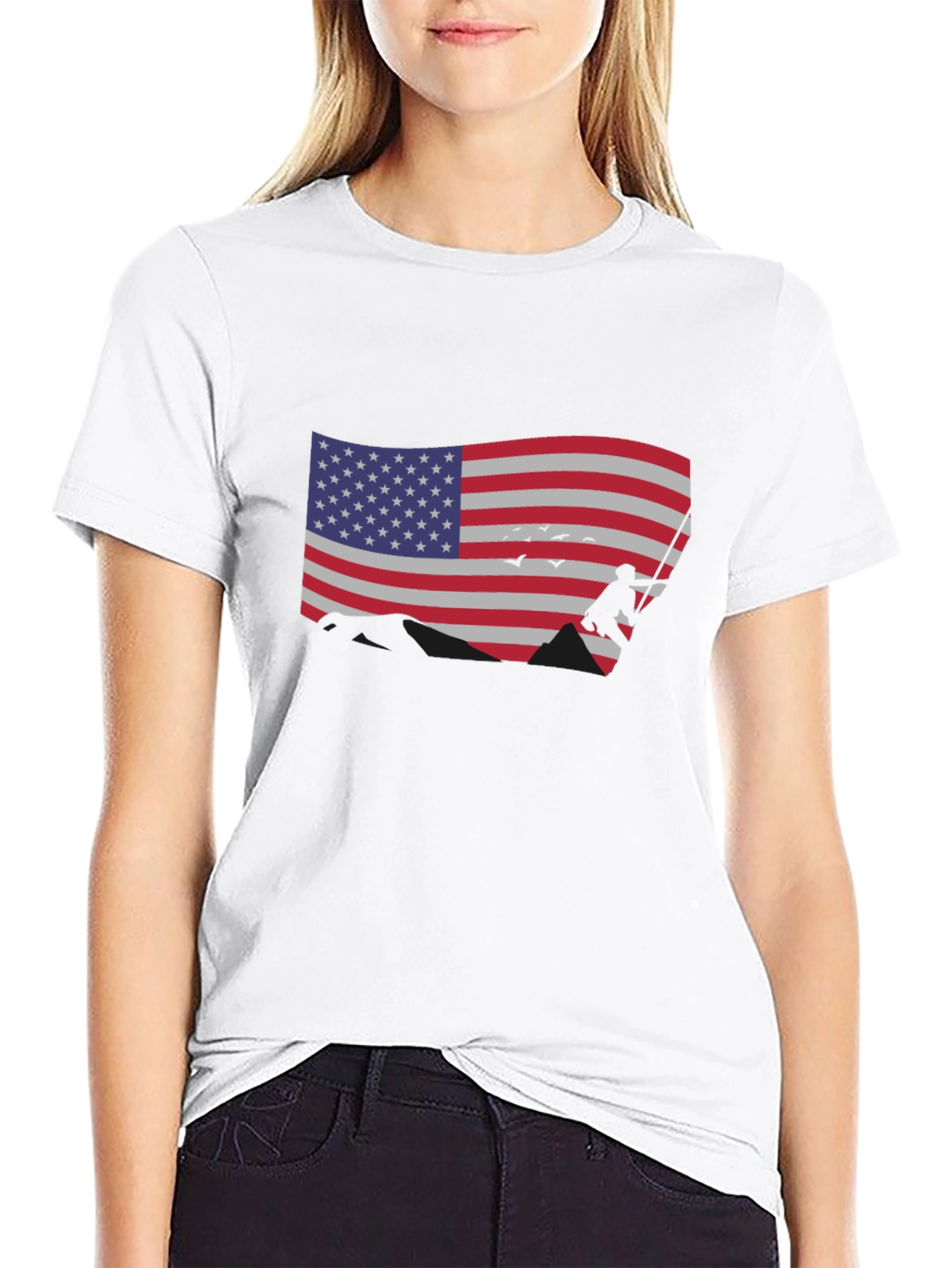 American Flag Climber Black T-Shirt