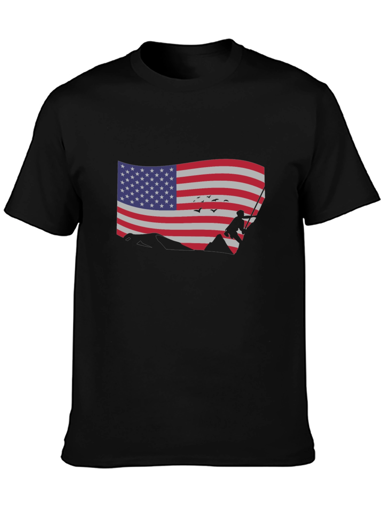 American Flag Climber Black T-Shirt