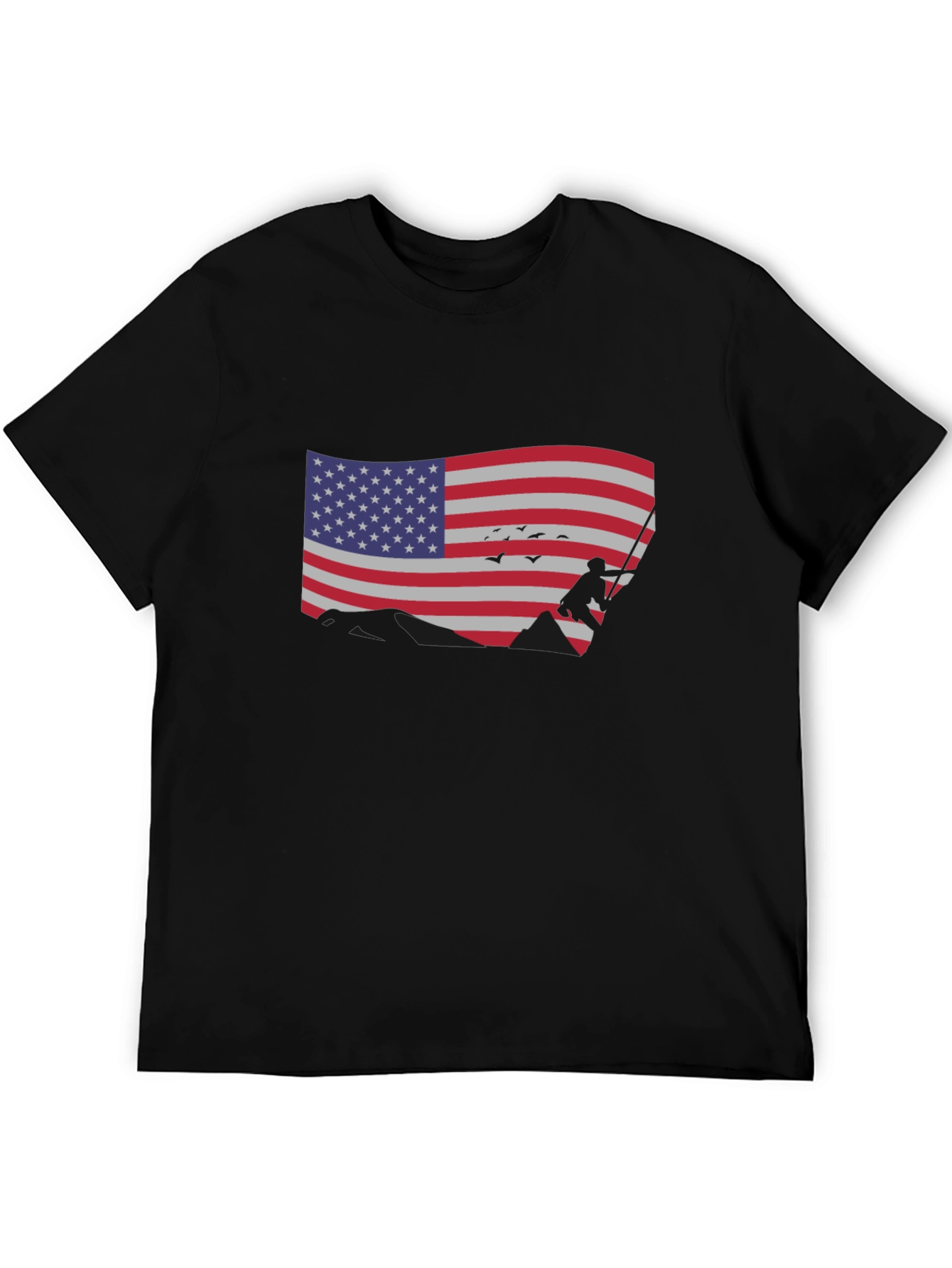 American Flag Climber Black T-Shirt