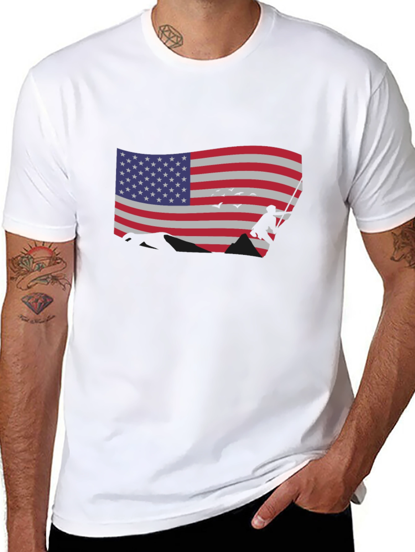 American Flag Climber Black T-Shirt